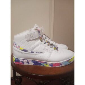 FILA VULC 13 MID SHOES 5FM01309-199 WOMENS SZ 9 WHITE PAINTBALL SNEAKERS